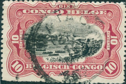 CONGO BELGA, BELGIAN CONGO, PAESAGGI, LANDSCAPE, 10 C., 1915, FRANCOBOLLI USATI Mi:BE-CD 26, Sn:BE-CD 61, Yt:BE-CD 65 - Usados