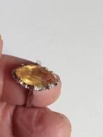 Bague Argent Avec Citrine Diamètre Intérieur 18 Mm - Ringe