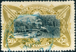 CONGO BELGA, BELGIAN CONGO, STATO LIBERO DEL CONGO, PAESAGGI, LANDSCAPE, 1900, 50 C.,USATI Mi:CD-FS 29, Scott:CD-FS 23, - Usati