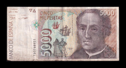 España Spain 5000 Pesetas Cristóbal Colón 1992 Pick 165 Serie 1D Mbc Vf - [ 4] 1975-…: Juan Carlos I.