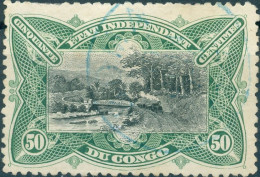 CONGO BELGA, BELGIAN CONGO, STATO LIBERO DEL CONGO, PAESAGGI, LANDSCAPE, 1894, 50 C., USATI Mi:CD-FS 17a, Scott:CD-FS 22 - Gebruikt