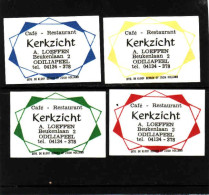 4 Dutch Matchbox Labels, Odiliapeel - North Brabant, Café Rest. Kerkzicht, A. Loeffen, Zündholzetiketten Netherlands - Boites D'allumettes - Etiquettes