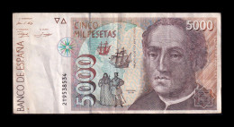 España Spain 5000 Pesetas Cristóbal Colón 1992 Pick 165 Serie 2T Mbc Vf - [ 4] 1975-… : Juan Carlos I