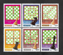 SD)1983 NICARAGUA CHESS SERIES, PAWN, KNIGHT, AFIL, ROW, QUEEN & KING, 6 STAMPS MNH - Nicaragua