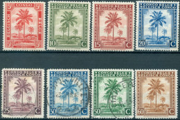 CONGO BELGA, BELGIAN CONGO, FLORA PALMA DA OLIO, 1942, FRANCOBOLLI NUOVI (MNH**) E USATI Scott: 187-194 - Nuovi