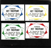 4 Dutch Matchbox Labels, Oirschot - North Brabant, Cafétaria HET TREFPUNT, W. Megens, Zündholzetiketten Netherlands - Boites D'allumettes - Etiquettes