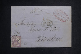 ESPAGNE - Lettre De Santander Pour La France En 1875, Affranchissement Timbre De Régence - L 149809 - Cartas & Documentos