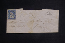 SUISSE - Non Dentelé Sur Lettre Pour Genève En 1861 - L 149815 - Brieven En Documenten