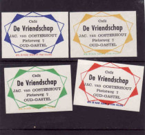 4 Dutch Matchbox Labels, Oud-Gastel - North Brabant, Café De Vriendschap, Zündholzetiketten Netherlands - Boites D'allumettes - Etiquettes