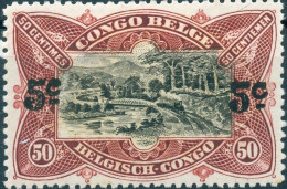 CONGO BELGA, BELGIAN CONGO, PAESAGGI, LANDSCAPE, 1922, FRANCOBOLLI NUOVI (MLH*) Mi:BE-CD 58, Scott:BE-CD 74, Yt:BE-CD 95 - Unused Stamps