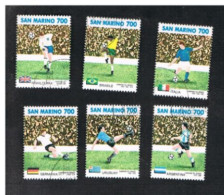 SAN MARINO - UN 1279.1284   -  1990 CAMPIONTI MONDIALI DI CALCIO  'ITALIA 90' (COMPLET SET OF 6 STAMPS, BY BF)  - USED - Oblitérés