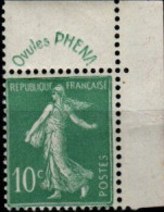 FRANCE - YT N° 188 "SEMEUSE FOND PLEIN  Ovules PHENA" Neuf LUXE**. Bas Prix. A Saisir. - 1906-38 Säerin, Untergrund Glatt