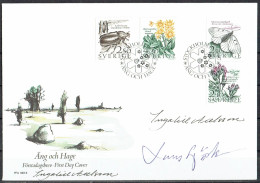 Delcampe - Lars Sjööblom. Sweden 1987. Fauna And Flora. Michel 1423-1426 FDC. Signed. - FDC