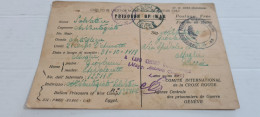 WWII POW 1941 Camp  EGITTO  . CROCE ROSSAFranchigia Posta Militare  Prisoner Of War POW Postcard  MAGLIE LECCE - Guerre 1939-45