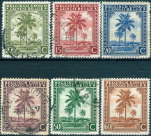 CONGO BELGA, BELGIAN CONGO, FLORA PALMA DA OLIO, 1942, FRANCOBOLLI NUOVI (MNH**) E USATI Scott: 188-194 - Neufs