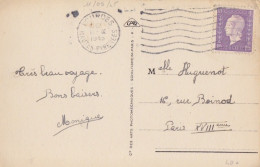 CP (La Basilique) Obl. Flier Lourdes Le 11 IX 1945 Sur 1f Dulac Violet N° 689 Pour Paris - 1944-45 Marianne De Dulac