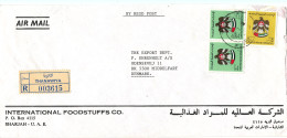UAE Dubai Registered Cover Sent To Denmark Thanawiya 13-2-1980 - Dubai