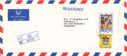 UAE Dubai Registered Air Mail Cover Sent To Denmark Naif  18-9-1989 - Dubai