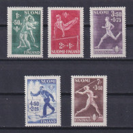FINLAND 1945, Sc #B69-B73, Sports, MH - Unused Stamps