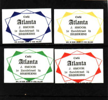4 Dutch Matchbox Labels, Breskens - Zeeland, Café Atlanta, J. Smoor, Zündholzetiketten, Netherlands - Boites D'allumettes - Etiquettes