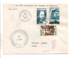 GREVE COURRIER 1974 LETTRE DE LYON POUR PARIS PAR LA CHAMBRE DE COMMERCE DE LYON - Dokumente