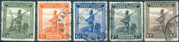 CONGO BELGA, BELGIAN CONGO, SOLDATO CONGOLESE, 1942, FRANCOBOLLI USATI Scott: 220-224 (2,50) - Used Stamps