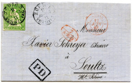 SUISSE - 40 RP SUR LETTRE DE ZURICH POUR LA FRANCE, 1863 - Lettres & Documents