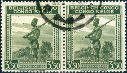 CONGO BELGA, BELGIAN CONGO, SOLDATO CONGOLESE, 1942, FRANCOBOLLI USATI Scott: 220 - Oblitérés