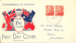 Australia FDC 12-4-1950 King George VI 2 ½d In Pair With Cachet Hinged Marks On The Backside Of The Cover - FDC