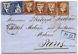 SUISSE - 5 RPX4 + 10 RPX2 SUR LETTRE FAMILIALE ADRESSEE A PHILIPPE SUCHARD, 1860 - Briefe U. Dokumente