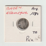 Allemagne  Baden  -  3 Kreuzer  Arg.  -  1834  -  TB - Altri & Non Classificati