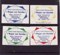 4 Dutch Matchbox Labels, Heusden - North Brabant, Hotel Café Rest. 't Wopen Van Heusden, Zündholzetiketten Netherlands - Boites D'allumettes - Etiquettes