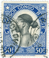 CONGO BELGA, BELGIAN CONGO, DONNA BA-TETELE, 50 Fr., 1942, FRANCOBOLLI USATI Scott:BE-CD 226, Yt:BE-CD 247 - Used Stamps