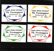 4 Dutch Matchbox Labels, Heer-Mastricht Limburg Lompen Metalen Autosloperij Th Verstappen, Zündholzetiketten Netherlands - Boites D'allumettes - Etiquettes