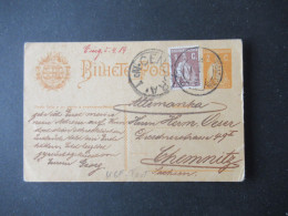 Portugal 1918 Ganzsache Mit Zensurstempel Censura LIssabon - Chemnitz KGF / POW Inhalt: Concentrationslager Terceira - Interi Postali