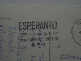 D200847   WIEN  ESPERANTO  Museum  Handstamp  Hungarian Postcard Sent From Austria To Tatabánya  1980   VW - Esperánto