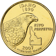 États-Unis, Quarter, Idaho, 2007, U.S. Mint, Golden, Cupronickel Plaqué - 1999-2009: State Quarters