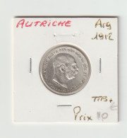 Autriche  -  1 Couronne Arg.  -  1912  -  TTB+ - Autriche