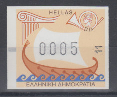 Griechenland: Frama-ATM Trireme, Aut.-Nr. 11, Wert 0005 Drachmen,  Mi.-Nr. 19 ** - Automaatzegels [ATM]