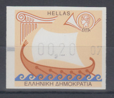 Griechenland: Frama-ATM Trireme, Aut.-Nr. 07, Wert 00,20 Euro, Mi.-Nr. 20 ** - Machine Labels [ATM]