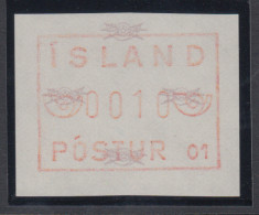 Island Frama-ATM  1.Ausgabe 1983, Aut.-Nr. 01, Posthorn Breit, Mi.-Nr. 1.1.1 B  - Automatenmarken (Frama)