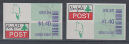 Norfolk-Insel ATM Kauz, Typ 1 Mit Werteindruck $1,40,  2 ATM Mi.-Nr. 2.1 ** - Norfolk Island