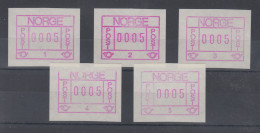 Norwegen Frama-ATM 1978, Je Eine ATM ** Mit Allen 5 Aut.-Nr. 1, 2, 3, 4 Und 5   - Machine Labels [ATM]