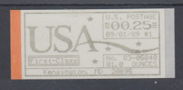 USA Autopost-ATM First-Class 00.25 Kensington-83  09/01/89 Mi.-Nr. 1.1.2 Z1 ** - Autres & Non Classés