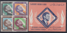 Jordanien 1965 John F. Kennedy Mi.-Nr. 516-19A Und Block 21 Postfrisch ** / MNH  - Jordanie