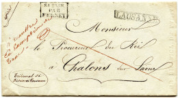 SUISSE - LAUSANNE + SUISSE PAR FERNEY + A REMETTRE SANS TAXE SUR LETTRE AVEC CORREPONDANCE POUR LA FRANCE, 1832 - ...-1845 Prefilatelia