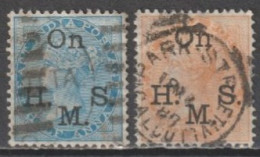 INDIA - 1874 - SERVICE YVERT N°24+26 OBLITERES - COTE = 30+ EUR - 1858-79 Compagnia Delle Indie E Regno Della Regina