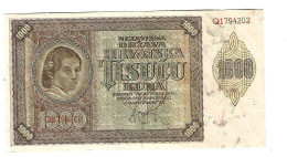 *croatia  1000 Kuna 1941  4  Vf+ - Croatie