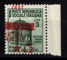 Occ. Jugoslava Trieste 1945 - Monum. Distrutti  3+2 Lire - Sopr. Spostata A Sinistra In Basso (TRST In Alto) - MNH** - Ocu. Yugoslava: Trieste
