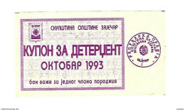 *serbia Zajecar Detergent Coupon October 1993  S22  Unc - Servië